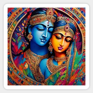 Lord Krishna & Radha Love Story Sticker